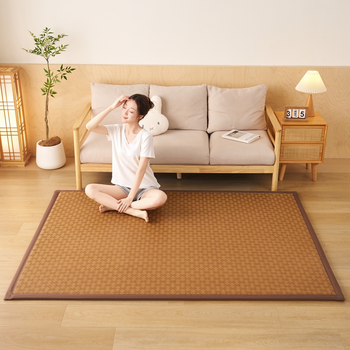 91家纺网 家纺一手货源 找家纺 鹿辉家居（原吉欧力） 2026新款多功能凉感冰藤床垫藤席地垫-地铺席 节节高