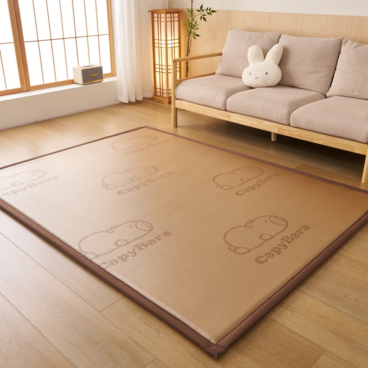 91家纺网 家纺一手货源 找家纺 鹿辉家居（原吉欧力） 2026新款多功能凉感冰藤床垫藤席地垫-地铺席 卡皮巴拉棕