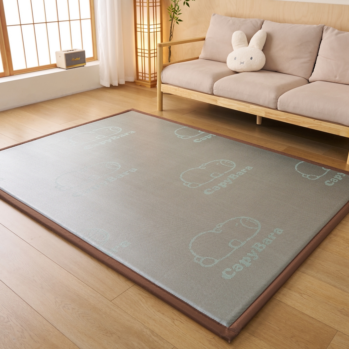 91家纺网 家纺一手货源 找家纺 鹿辉家居（原吉欧力） 2026新款多功能凉感冰藤床垫藤席地垫-地铺席 卡皮巴拉灰