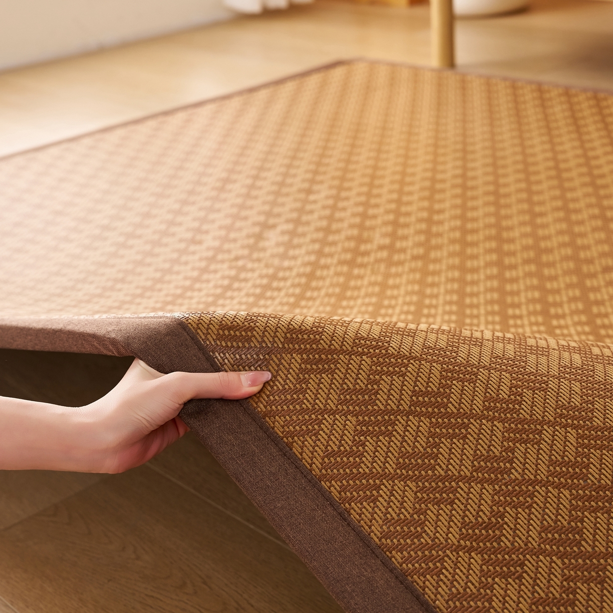 91家纺网 家纺一手货源 找家纺 鹿辉家居（原吉欧力） 2026新款多功能凉感冰藤床垫藤席地垫-地铺席 节节高