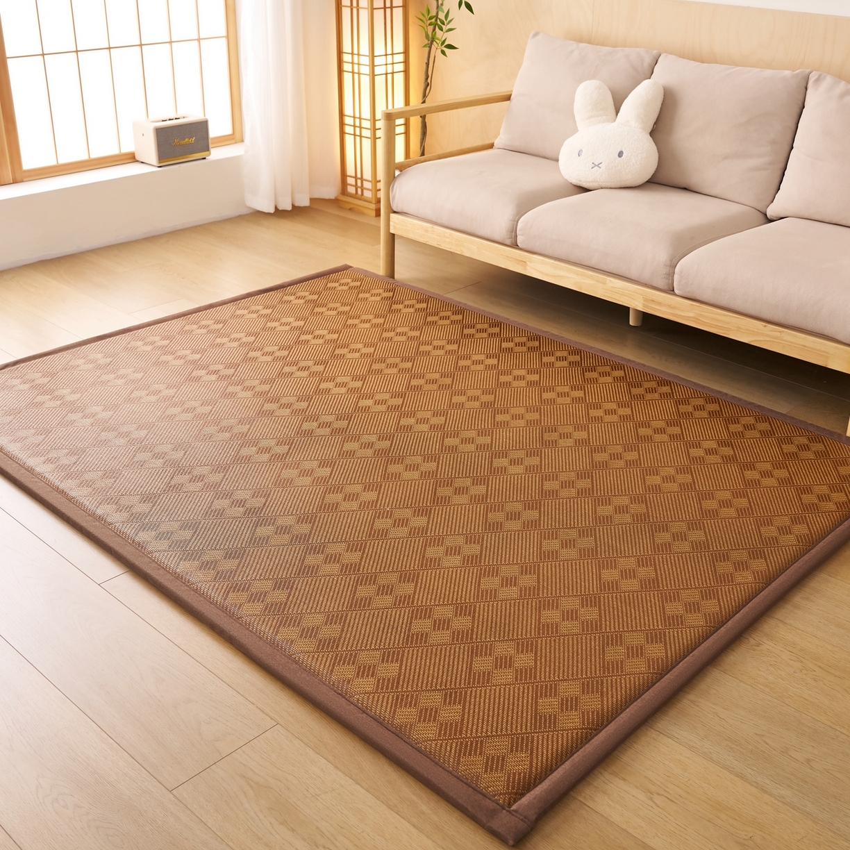 91家纺网 家纺一手货源 找家纺 鹿辉家居（原吉欧力） 2026新款多功能凉感冰藤床垫藤席地垫-地铺席 九宫格