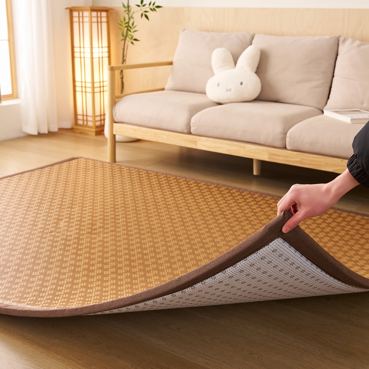 91家纺网 家纺一手货源 找家纺 鹿辉家居（原吉欧力） 2026新款多功能凉感冰藤床垫藤席地垫-地铺席 节节高