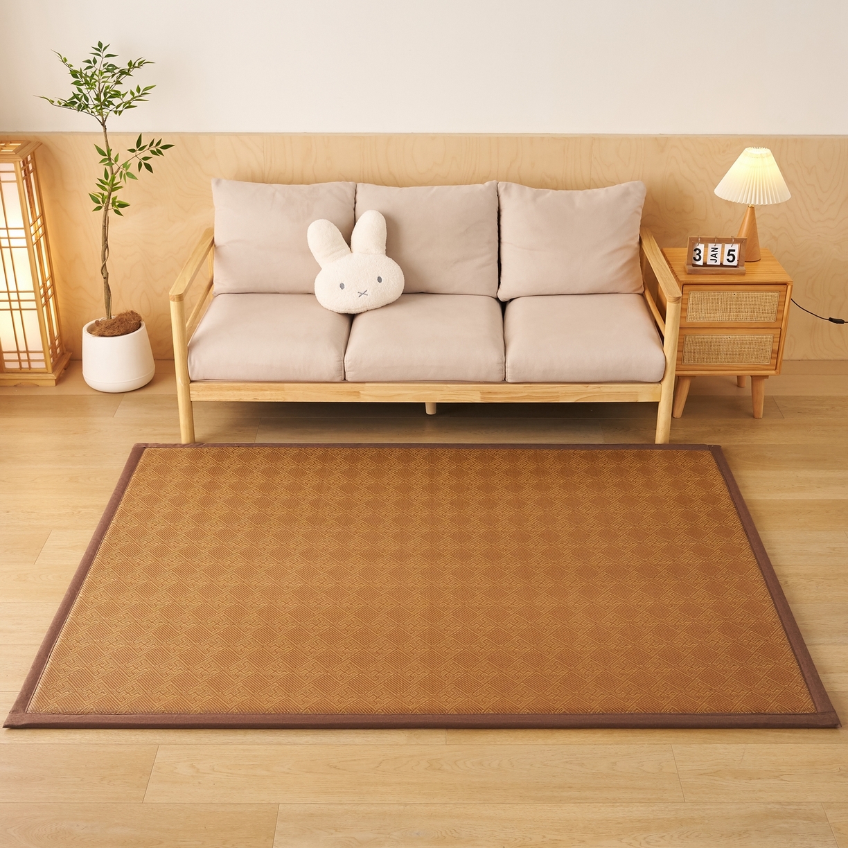 91家纺网 家纺一手货源 找家纺 鹿辉家居（原吉欧力） 2026新款多功能凉感冰藤床垫藤席地垫-地铺席 经典回纹