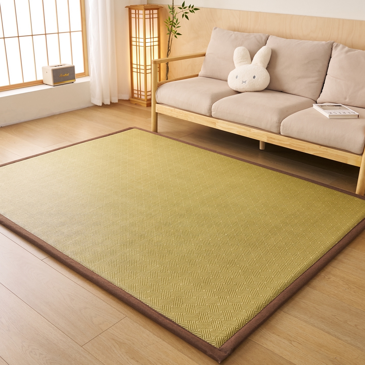 91家纺网 家纺一手货源 找家纺 鹿辉家居（原吉欧力） 2026新款多功能凉感冰藤床垫藤席地垫-地铺席 饼干花绿