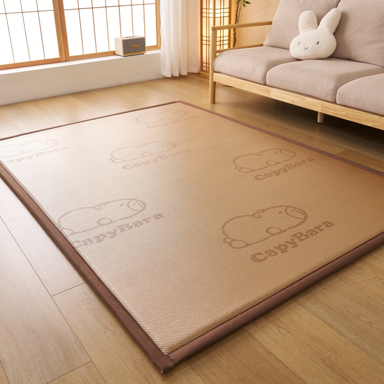 91家纺网 家纺一手货源 找家纺 鹿辉家居（原吉欧力） 2026新款多功能凉感冰藤床垫藤席地垫-地铺席 卡皮巴拉棕