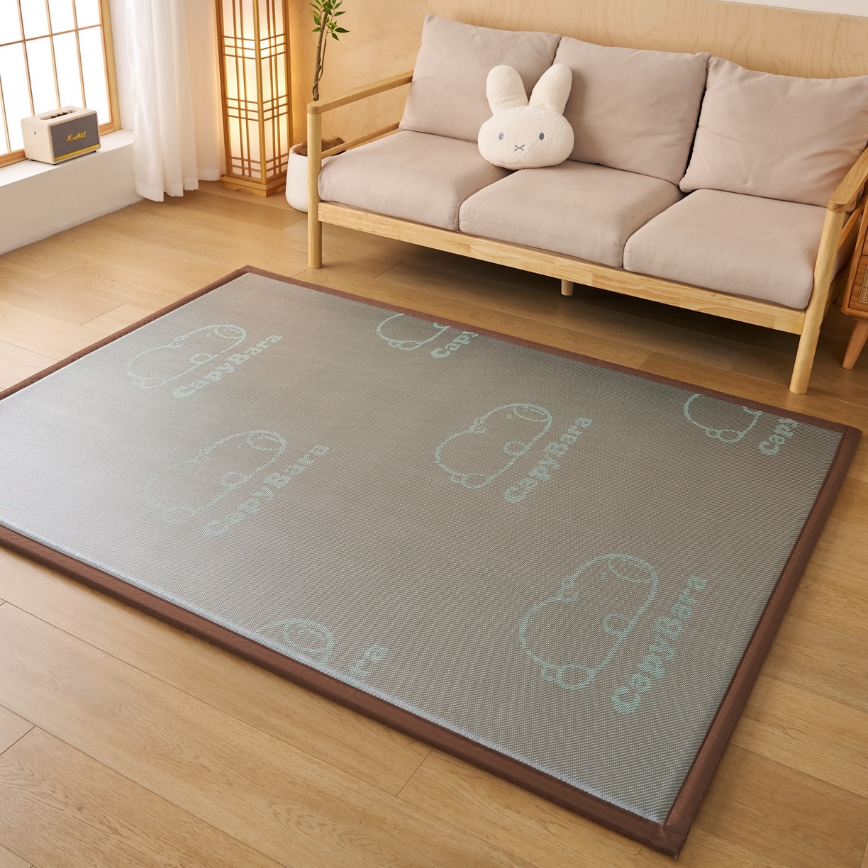 91家纺网 家纺一手货源 找家纺 鹿辉家居（原吉欧力） 2026新款多功能凉感冰藤床垫藤席地垫-地铺席 卡皮巴拉灰