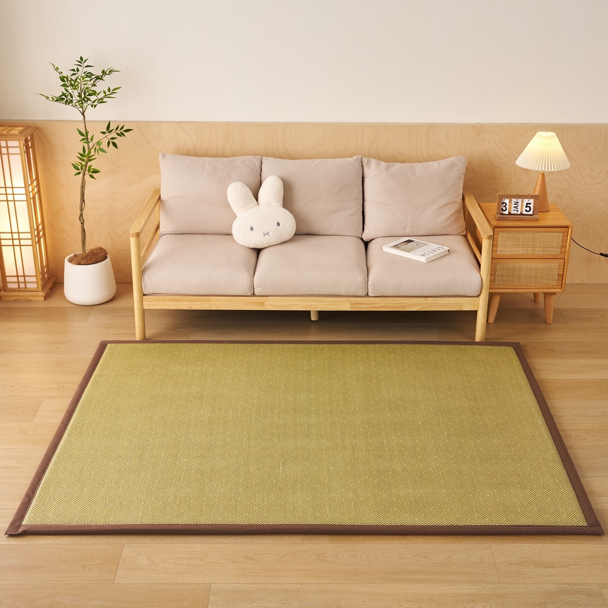 91家纺网 家纺一手货源 找家纺 鹿辉家居（原吉欧力） 2026新款多功能凉感冰藤床垫藤席地垫-地铺席 饼干花绿