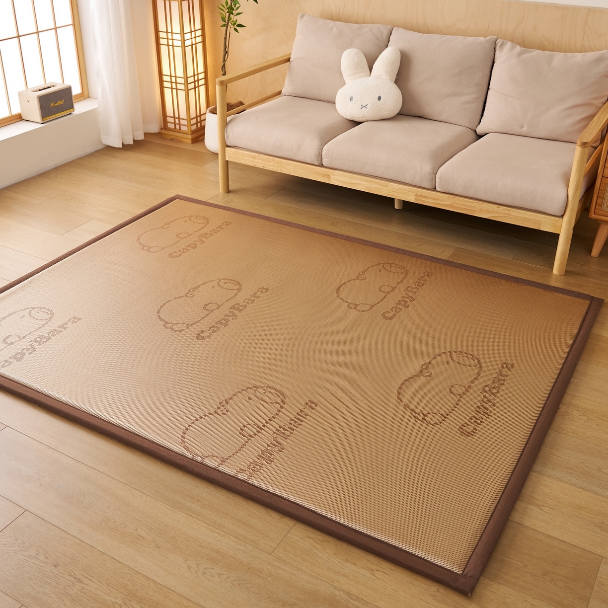 91家纺网 家纺一手货源 找家纺 鹿辉家居（原吉欧力） 2026新款多功能凉感冰藤床垫藤席地垫-地铺席 卡皮巴拉棕