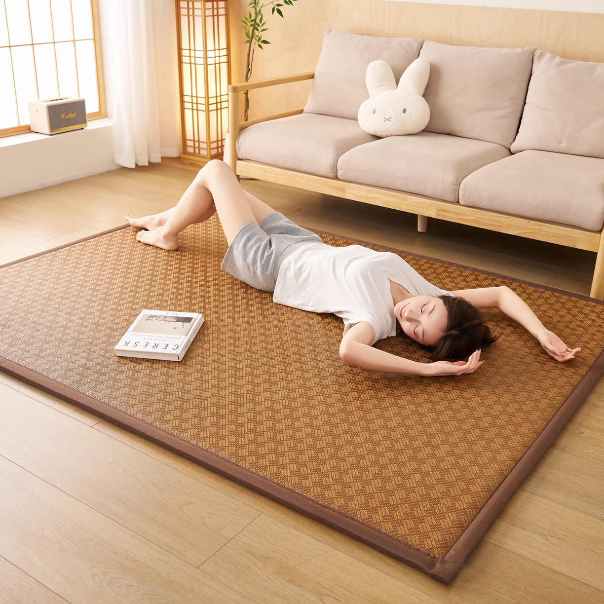 91家纺网 家纺一手货源 找家纺 鹿辉家居（原吉欧力） 2026新款多功能凉感冰藤床垫藤席地垫-地铺席 节节高