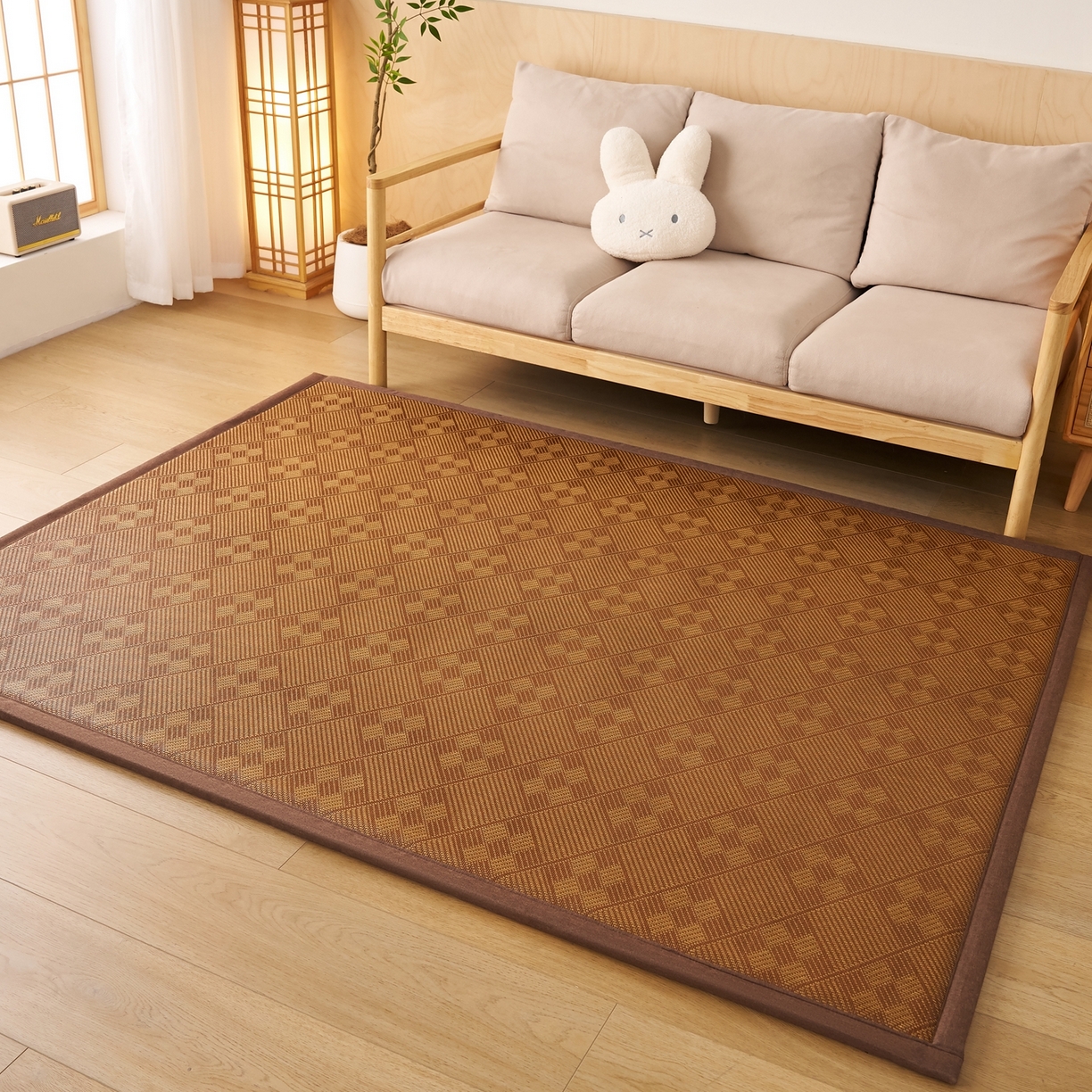 91家纺网 家纺一手货源 找家纺 鹿辉家居（原吉欧力） 2026新款多功能凉感冰藤床垫藤席地垫-地铺席 九宫格