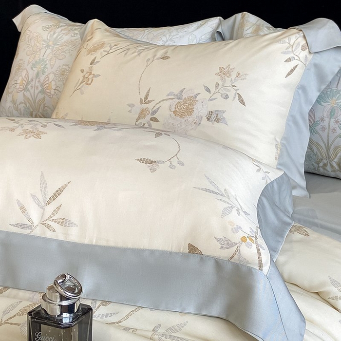 91家纺网 家纺一手货源 找家纺 慕晨 2026新款大宽边天丝莱赛尔数码印花夏被四件套高级简奢款丝滑丝绸直播热款 妍艺 黄