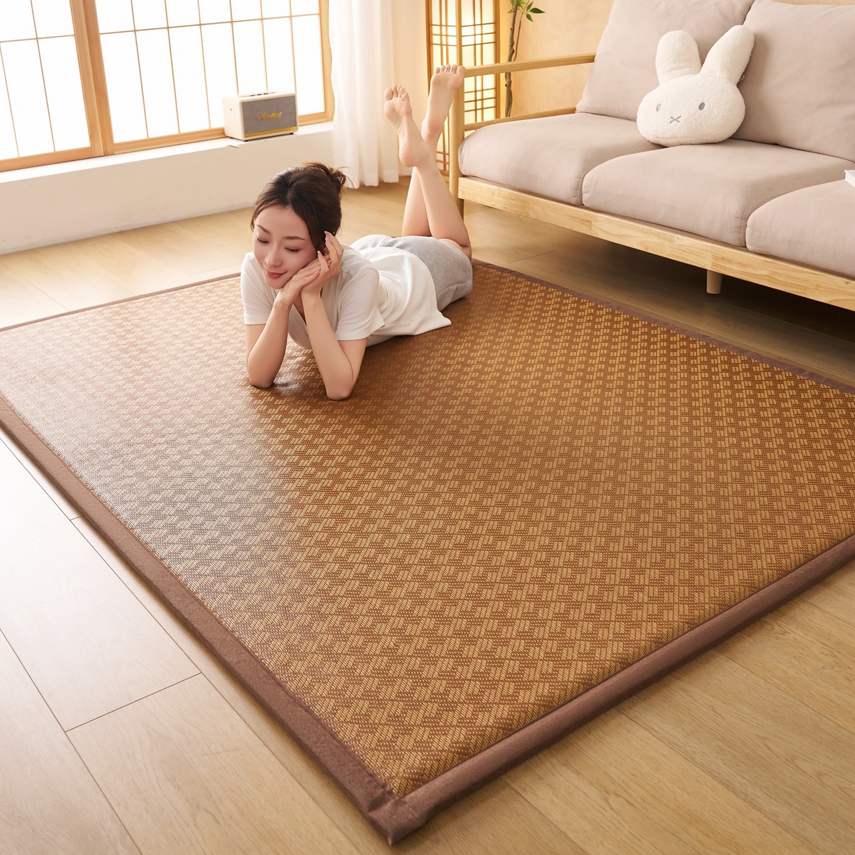 91家纺网 家纺一手货源 找家纺 鹿辉家居（原吉欧力） 2026新款多功能凉感冰藤床垫藤席地垫-地铺席 节节高