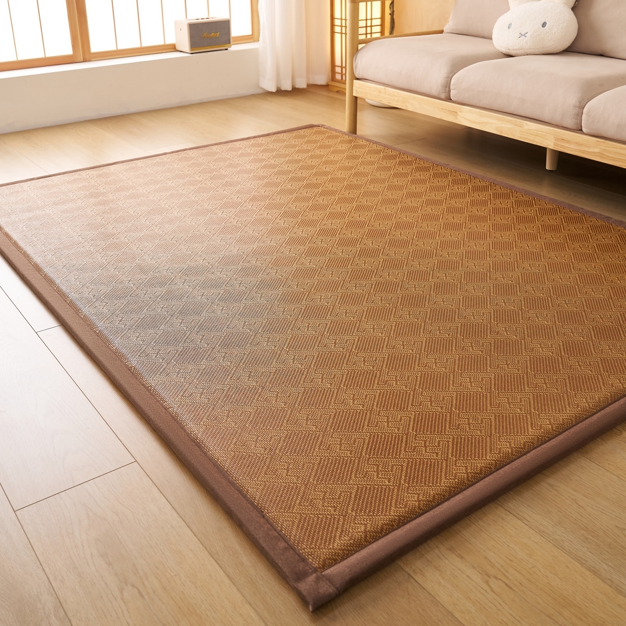 91家纺网 家纺一手货源 找家纺 鹿辉家居（原吉欧力） 2026新款多功能凉感冰藤床垫藤席地垫-地铺席 经典回纹