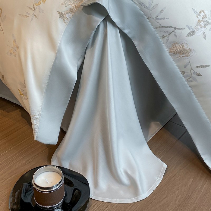 91家纺网 家纺一手货源 找家纺 慕晨 2026新款大宽边高级简奢款凉感天丝莱赛尔数码印花丝滑丝绸四件套直播热款 妍艺 黄