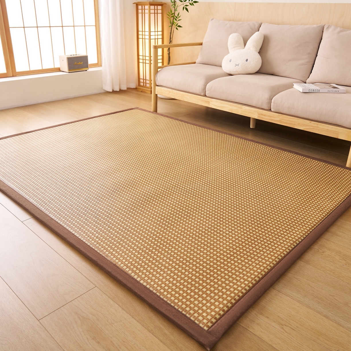 91家纺网 家纺一手货源 找家纺 鹿辉家居（原吉欧力） 2026新款多功能凉感冰藤床垫藤席地垫-地铺席 经典小方格