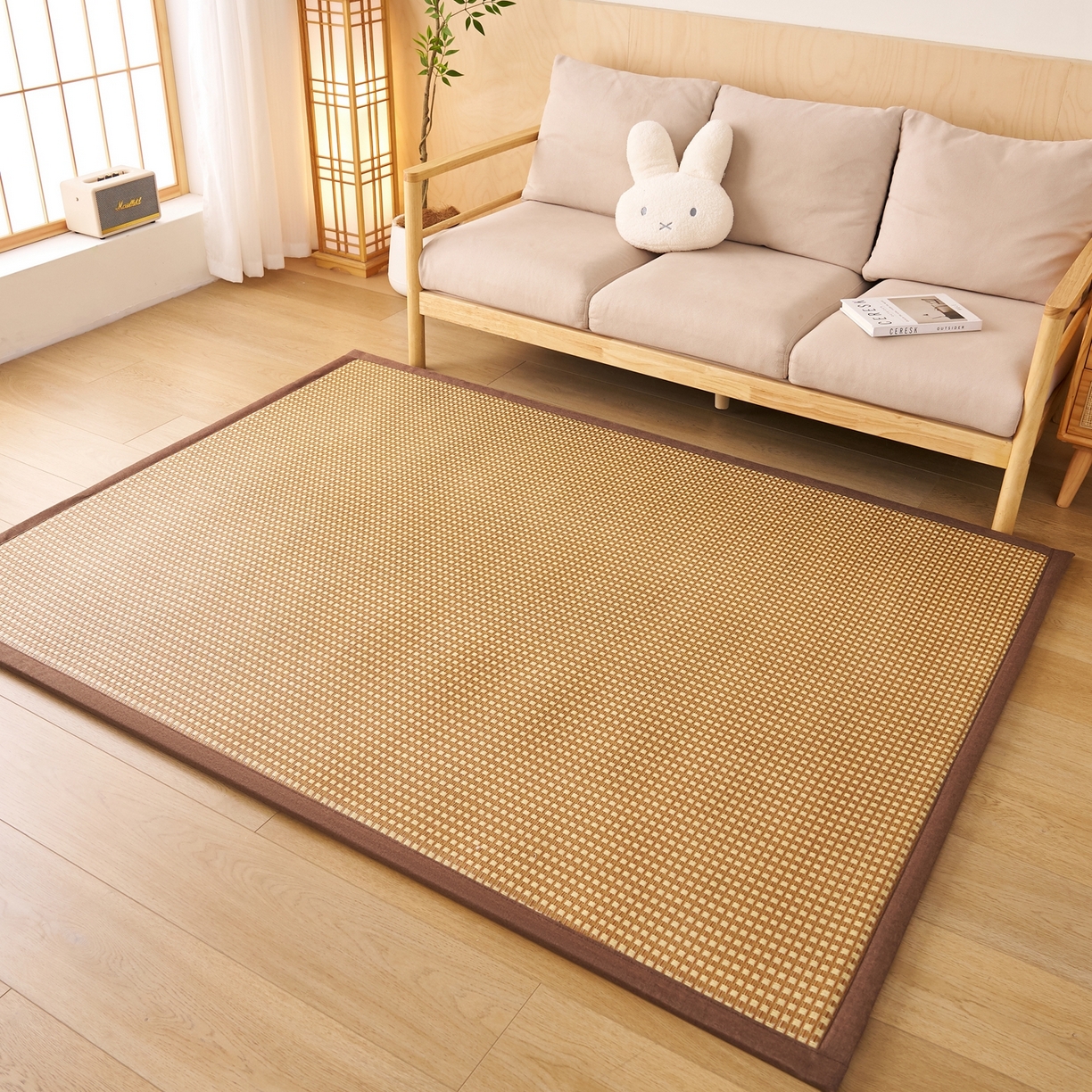 91家纺网 家纺一手货源 找家纺 鹿辉家居（原吉欧力） 2026新款多功能凉感冰藤床垫藤席地垫-地铺席 经典小方格