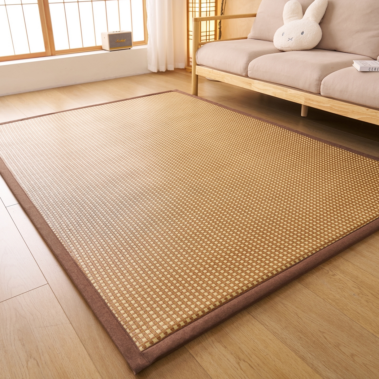 91家纺网 家纺一手货源 找家纺 鹿辉家居（原吉欧力） 2026新款多功能凉感冰藤床垫藤席地垫-地铺席 经典小方格