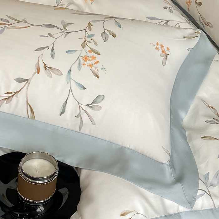 91家纺网 家纺一手货源 找家纺 慕晨 2026新款大宽边高级简奢款凉感天丝莱赛尔数码印花丝滑丝绸四件套直播热款 清雅