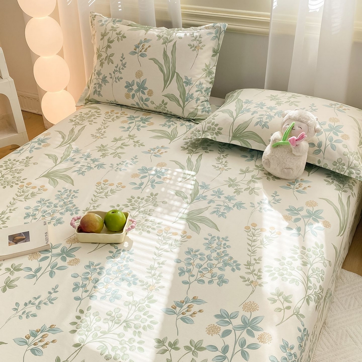 91家纺网 家纺一手货源 找家纺 女子家纺 2026新款全棉印花小清新系列-单床单 仙草