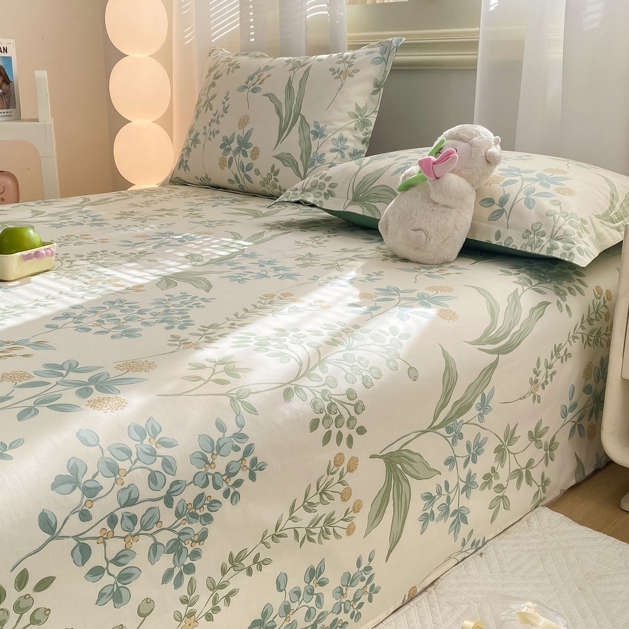 91家纺网 家纺一手货源 找家纺 女子家纺 2026新款全棉印花小清新系列-单床单 仙草