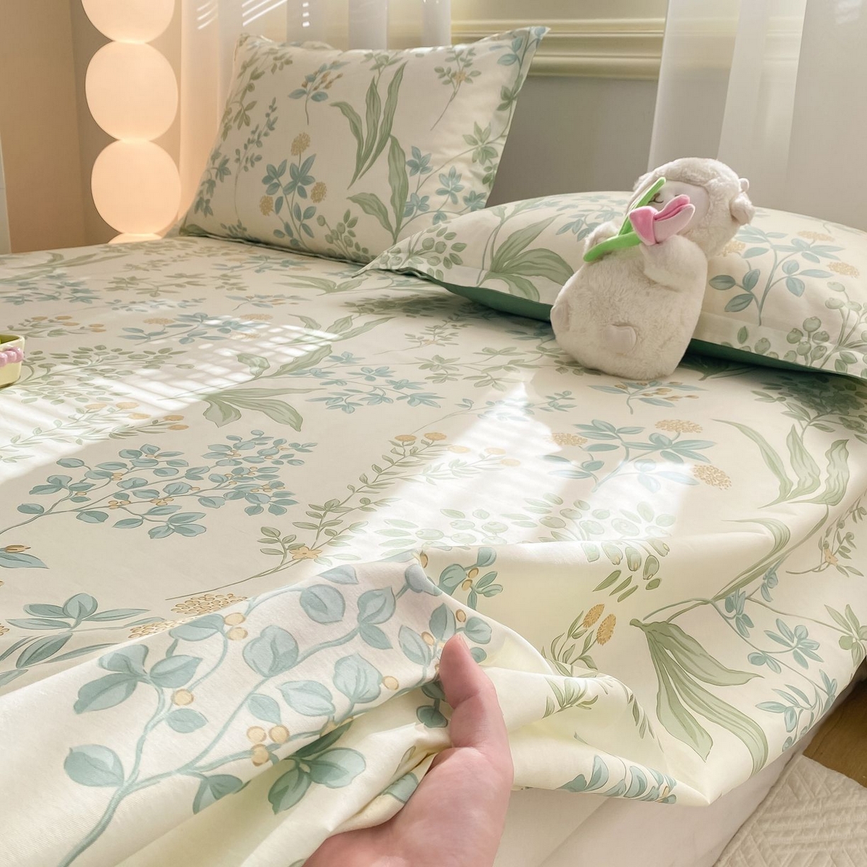 91家纺网 家纺一手货源 找家纺 女子家纺 2026新款全棉印花小清新系列-单床单 仙草