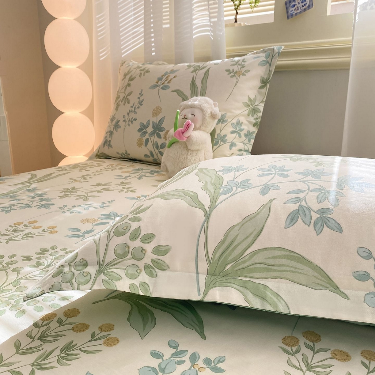 91家纺网 家纺一手货源 找家纺 女子家纺 2026新款全棉印花小清新系列-单床单 仙草