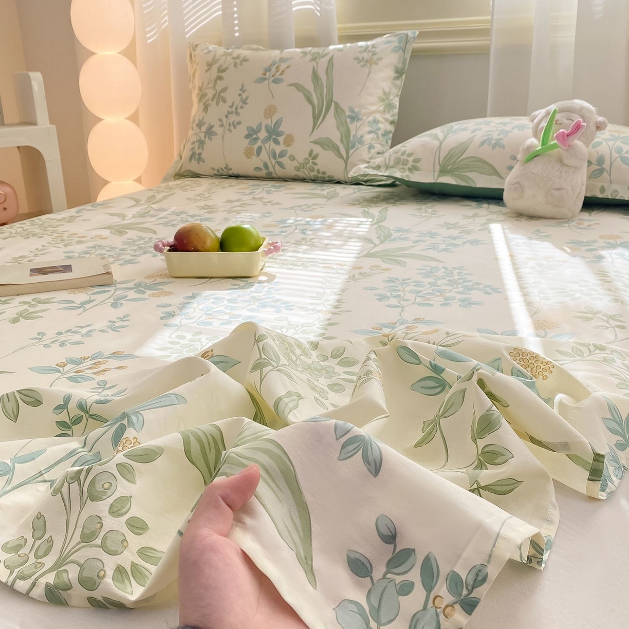 91家纺网 家纺一手货源 找家纺 女子家纺 2026新款全棉印花小清新系列-单床单 仙草