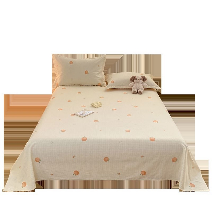 91家纺网 家纺一手货源 找家纺 女子家纺 2026新款全棉印花小清新系列-单床单 小橙橘