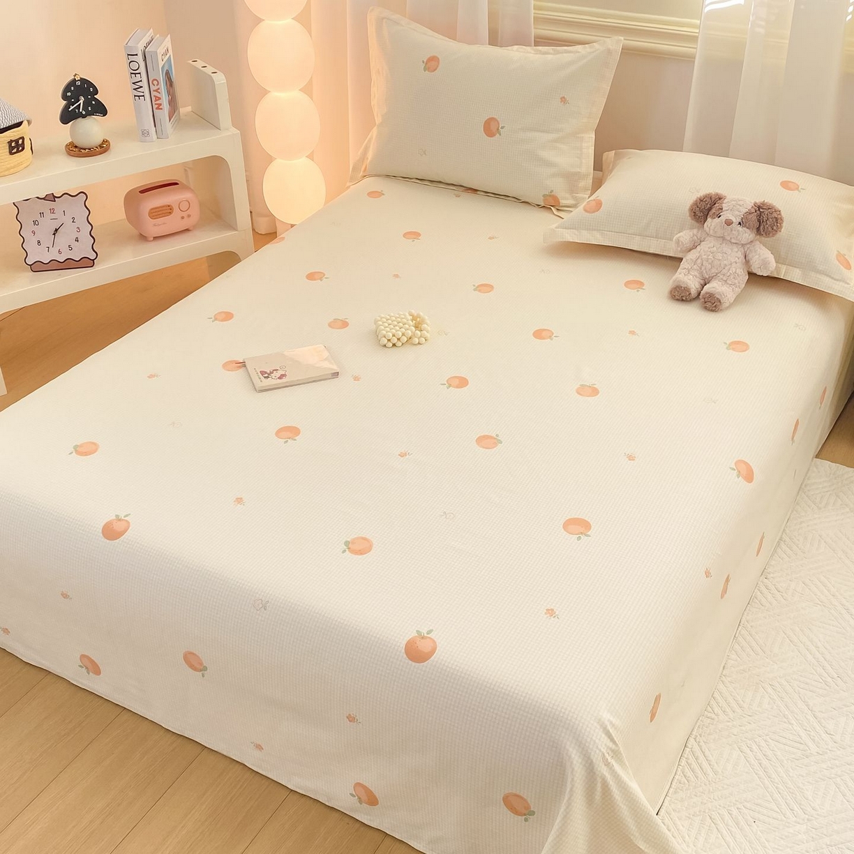 91家纺网 家纺一手货源 找家纺 女子家纺 2026新款全棉印花小清新系列-单床单 小橙橘