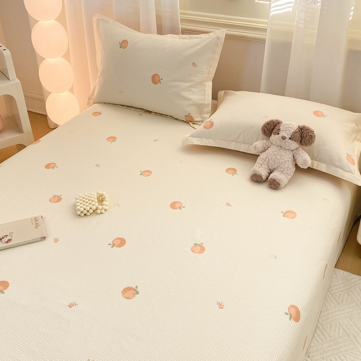 91家纺网 家纺一手货源 找家纺 女子家纺 2026新款全棉印花小清新系列-单床单 小橙橘