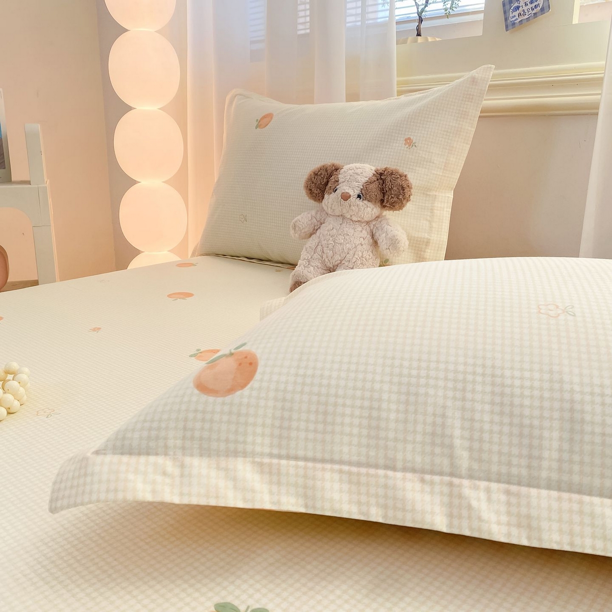 91家纺网 家纺一手货源 找家纺 女子家纺 2026新款全棉印花小清新系列-单床单 小橙橘