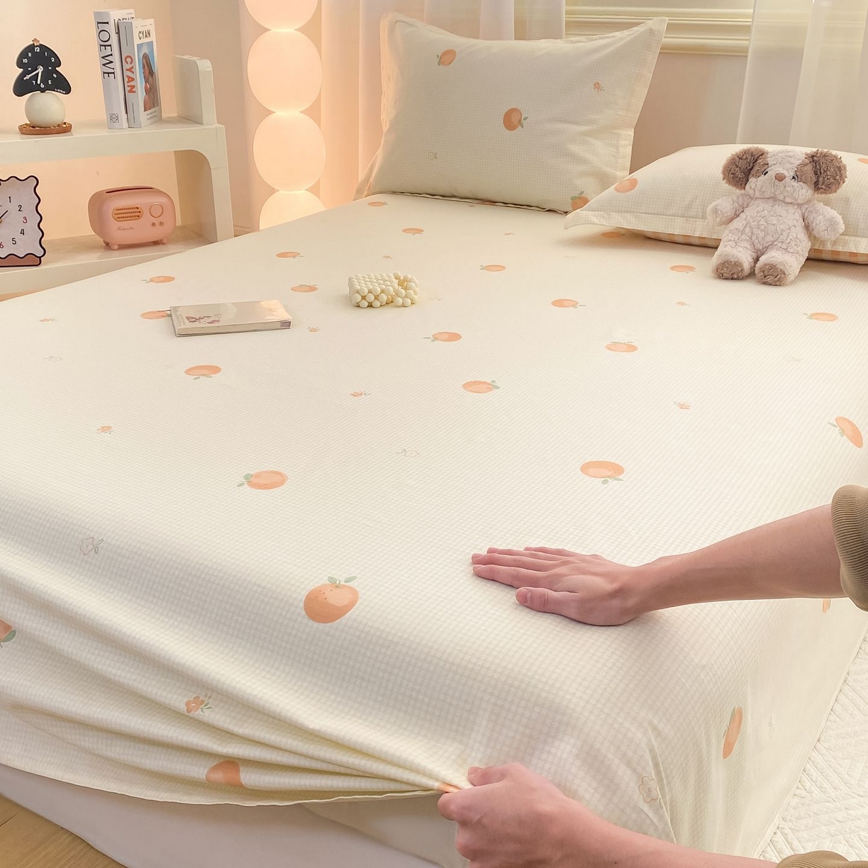 91家纺网 家纺一手货源 找家纺 女子家纺 2026新款全棉印花小清新系列-单床单 小橙橘