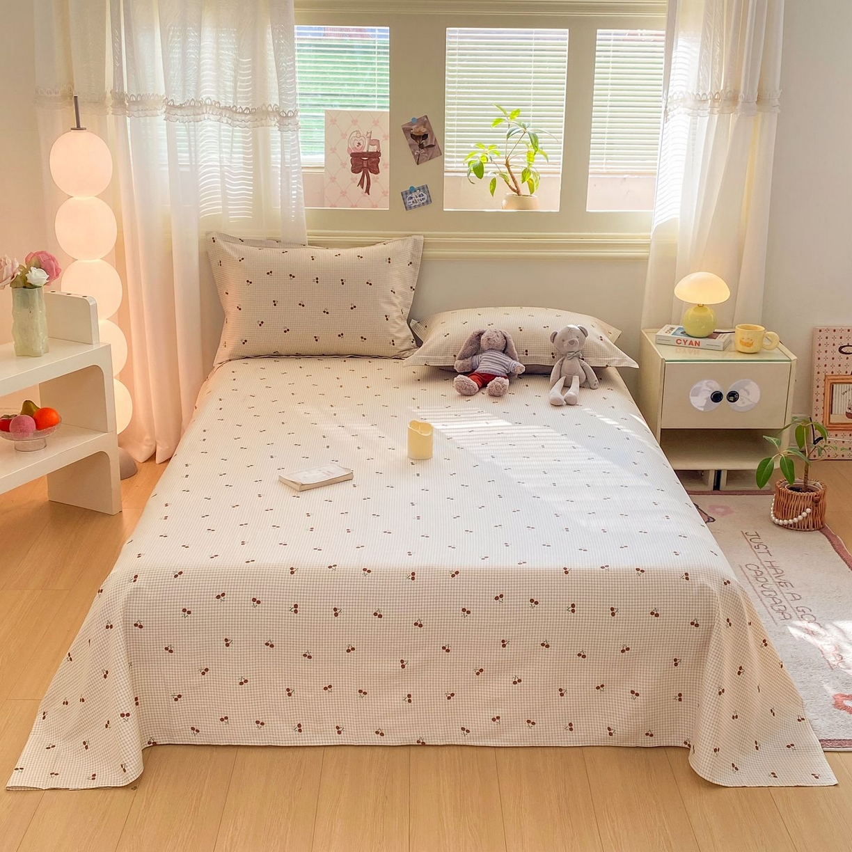 91家纺网 家纺一手货源 找家纺 女子家纺 2026新款全棉印花小清新系列-单床单 樱姿米