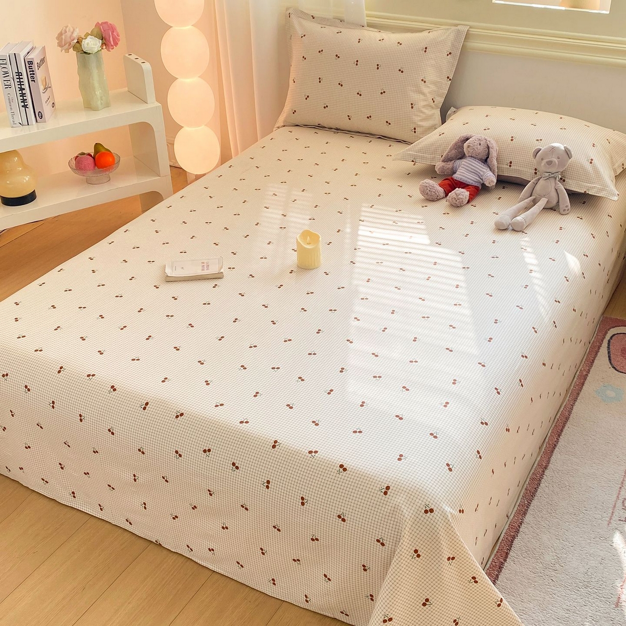 91家纺网 家纺一手货源 找家纺 女子家纺 2026新款全棉印花小清新系列-单床单 樱姿米