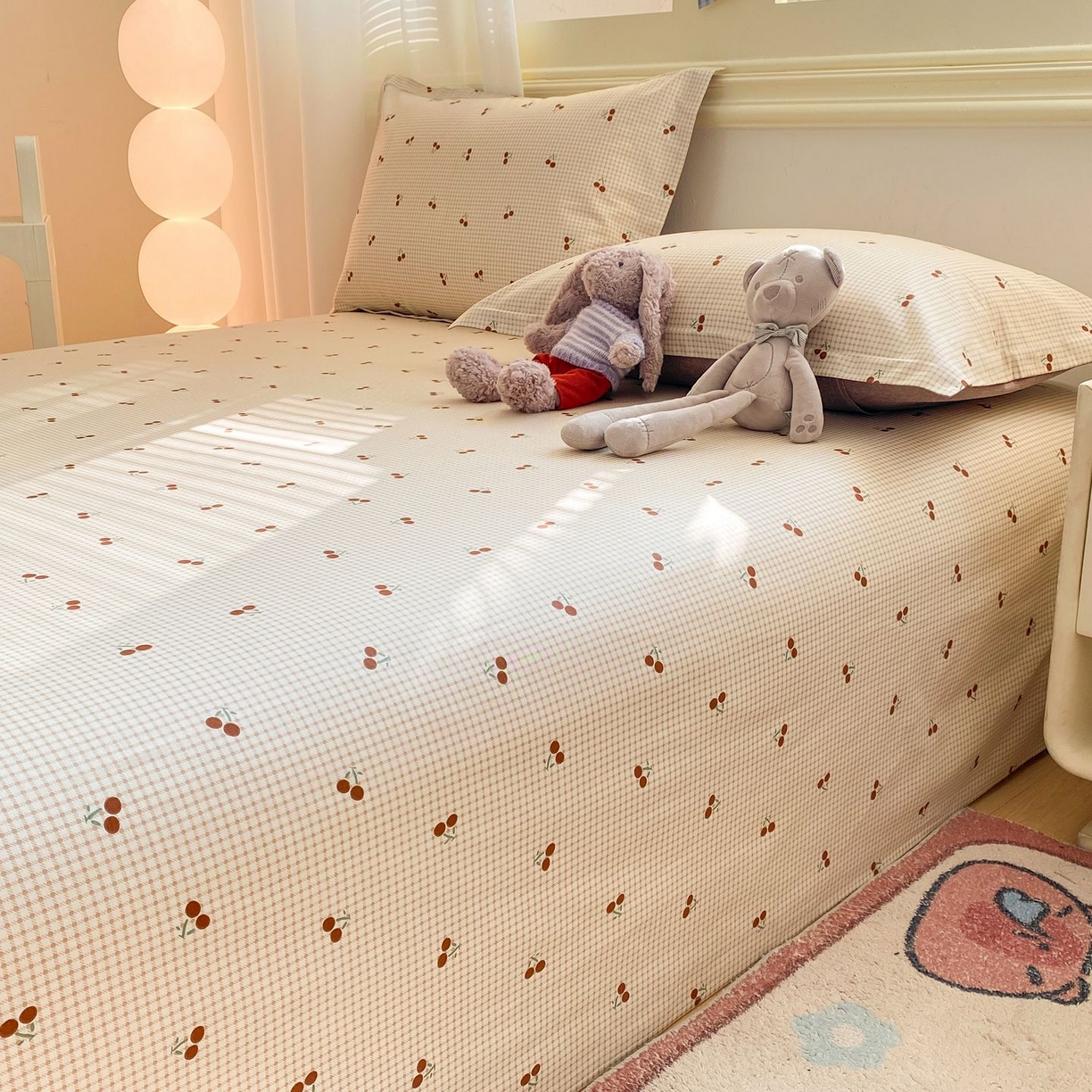 91家纺网 家纺一手货源 找家纺 女子家纺 2026新款全棉印花小清新系列-单床单 樱姿米