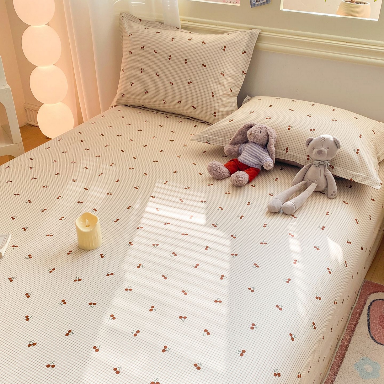 91家纺网 家纺一手货源 找家纺 女子家纺 2026新款全棉印花小清新系列-单床单 樱姿米