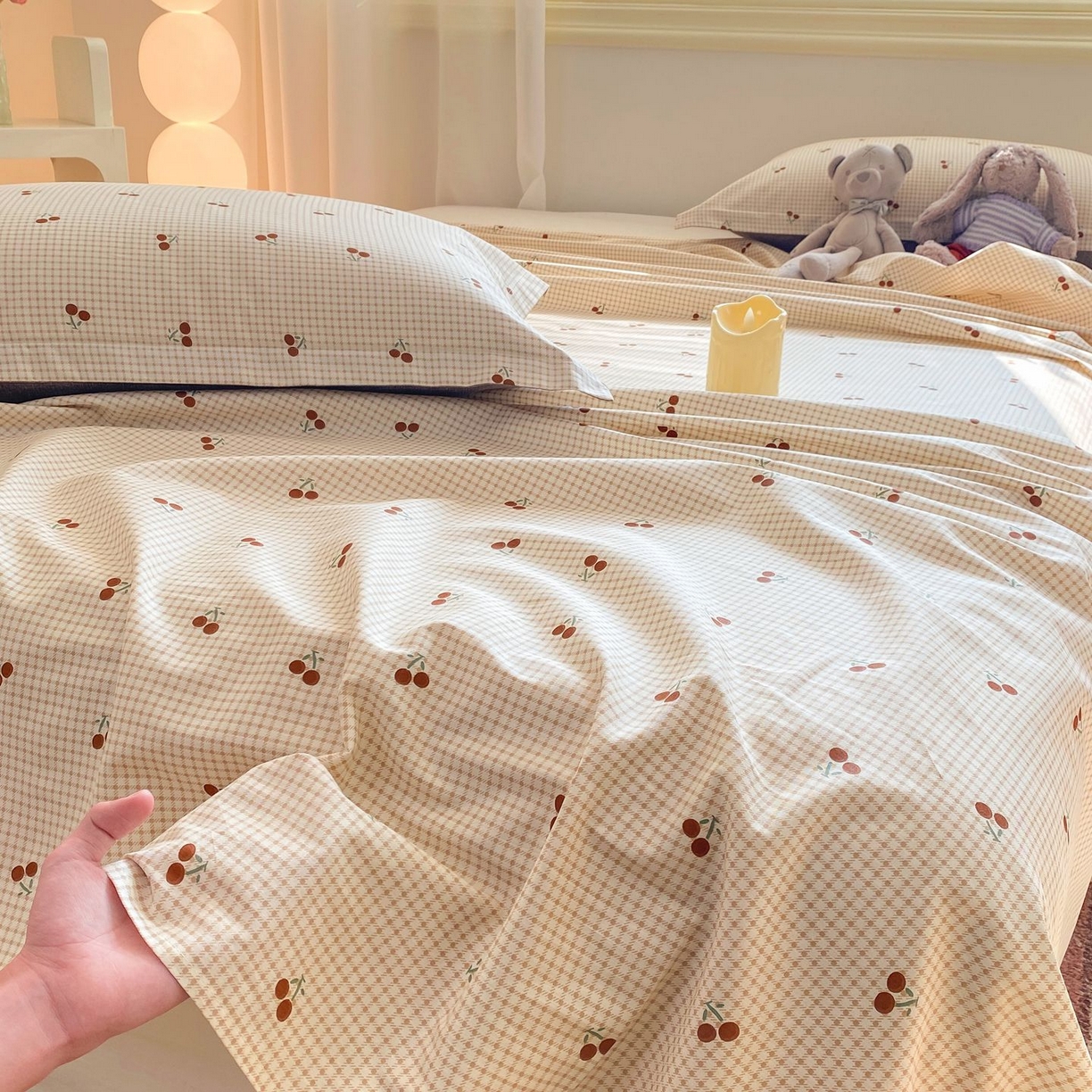 91家纺网 家纺一手货源 找家纺 女子家纺 2026新款全棉印花小清新系列-单床单 樱姿米