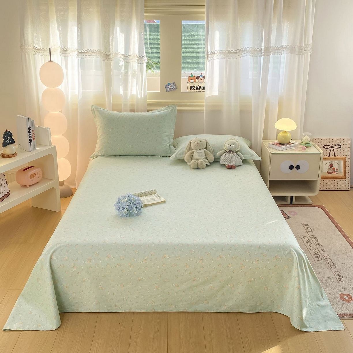 91家纺网 家纺一手货源 找家纺 女子家纺 2026新款全棉印花小清新系列-单床单 幽兰时光兰