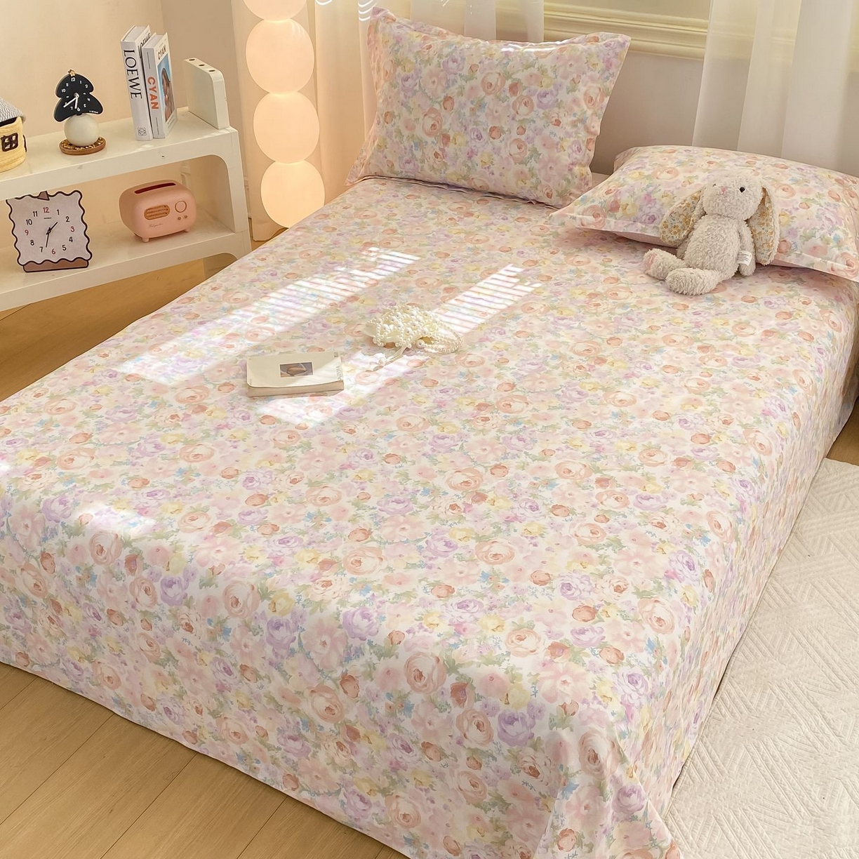 91家纺网 家纺一手货源 找家纺 女子家纺 2026新款全棉印花小清新系列-单床单 悦下花影