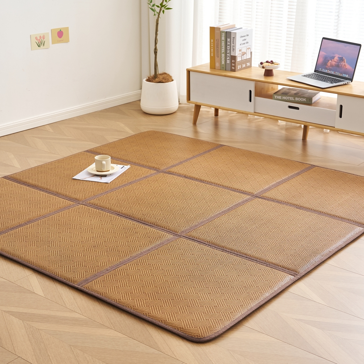 91家纺网 家纺一手货源 找家纺 （总）鹿辉家居（原吉欧力） 2026新款多功能凉感冰藤床垫藤席地垫-九宫格