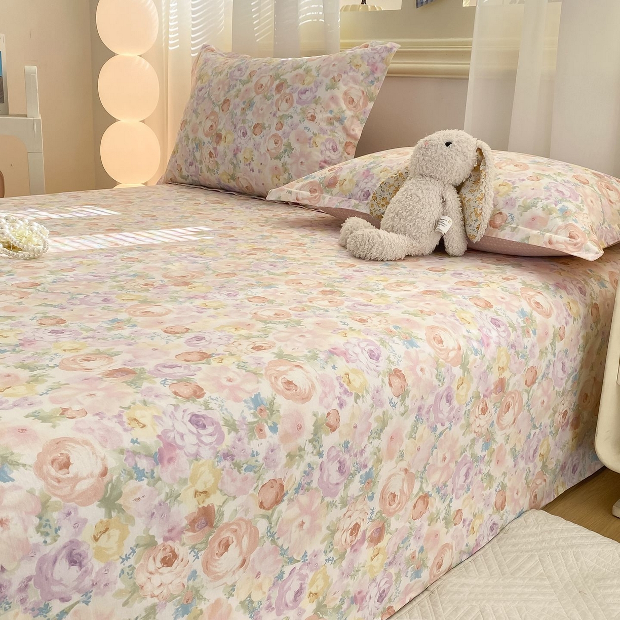 91家纺网 家纺一手货源 找家纺 女子家纺 2026新款全棉印花小清新系列-单床单 悦下花影