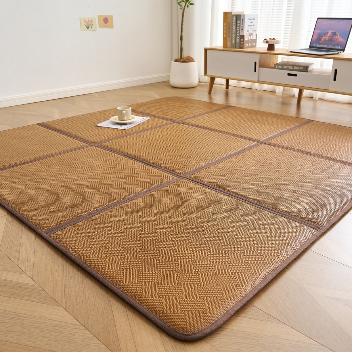 91家纺网 家纺一手货源 找家纺 （总）鹿辉家居（原吉欧力） 2026新款多功能凉感冰藤床垫藤席地垫-九宫格