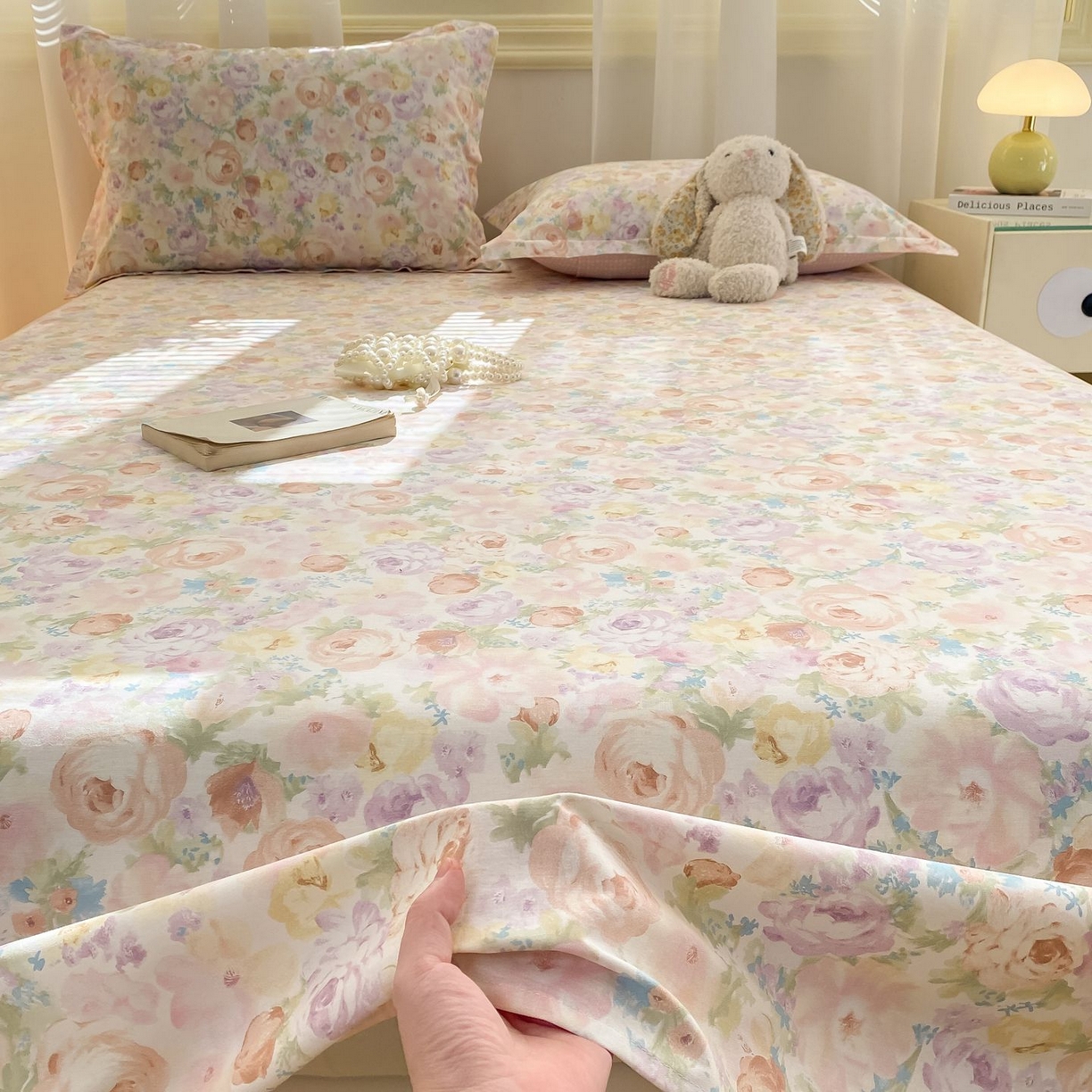 91家纺网 家纺一手货源 找家纺 女子家纺 2026新款全棉印花小清新系列-单床单 悦下花影