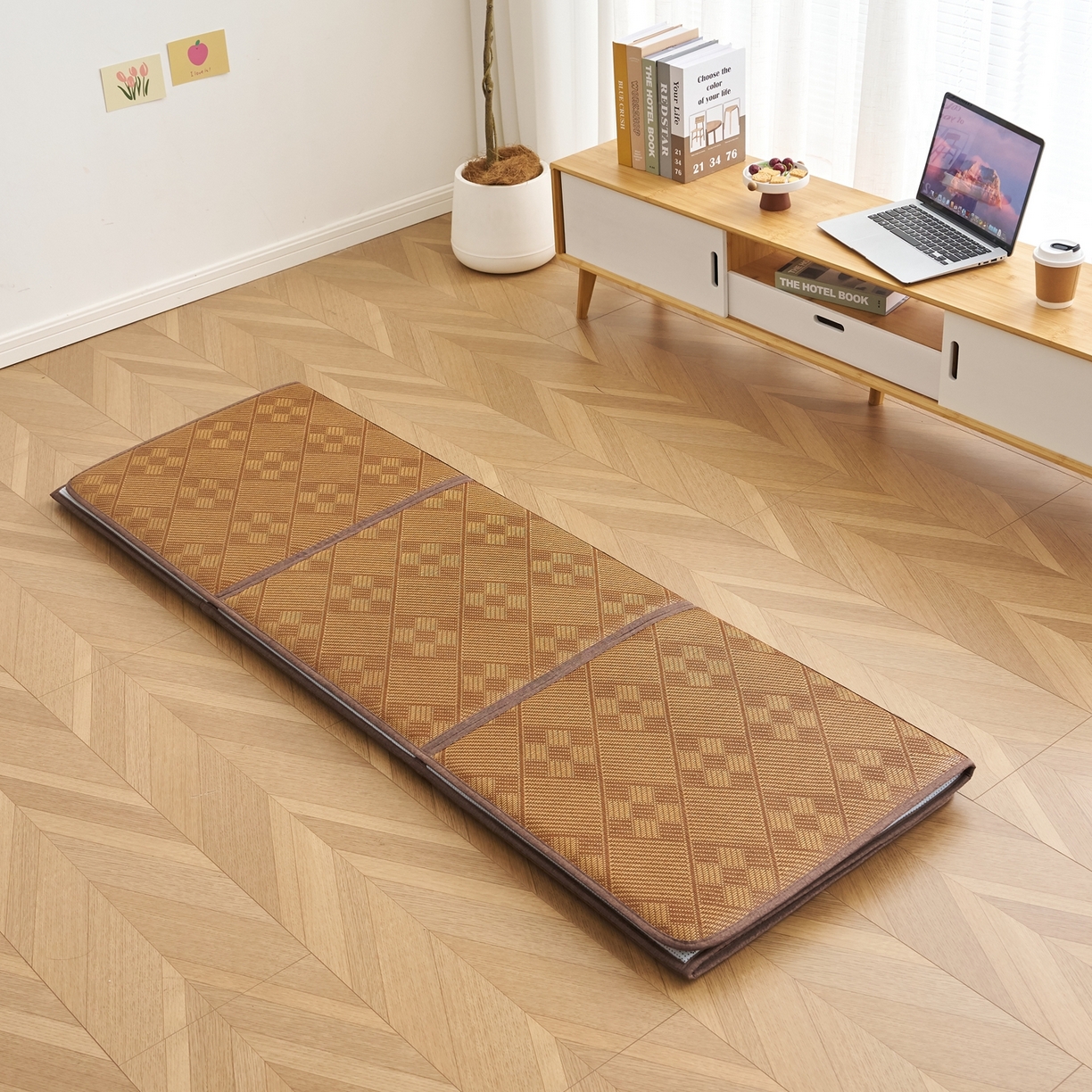 91家纺网 家纺一手货源 找家纺 鹿辉家居（原吉欧力） 2026新款多功能凉感冰藤床垫藤席地垫-九宫格 九宫格