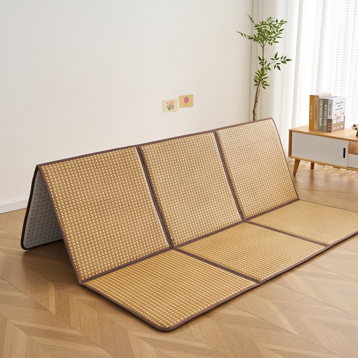 91家纺网 家纺一手货源 找家纺 鹿辉家居（原吉欧力） 2026新款多功能凉感冰藤床垫藤席地垫-九宫格 经典小方格