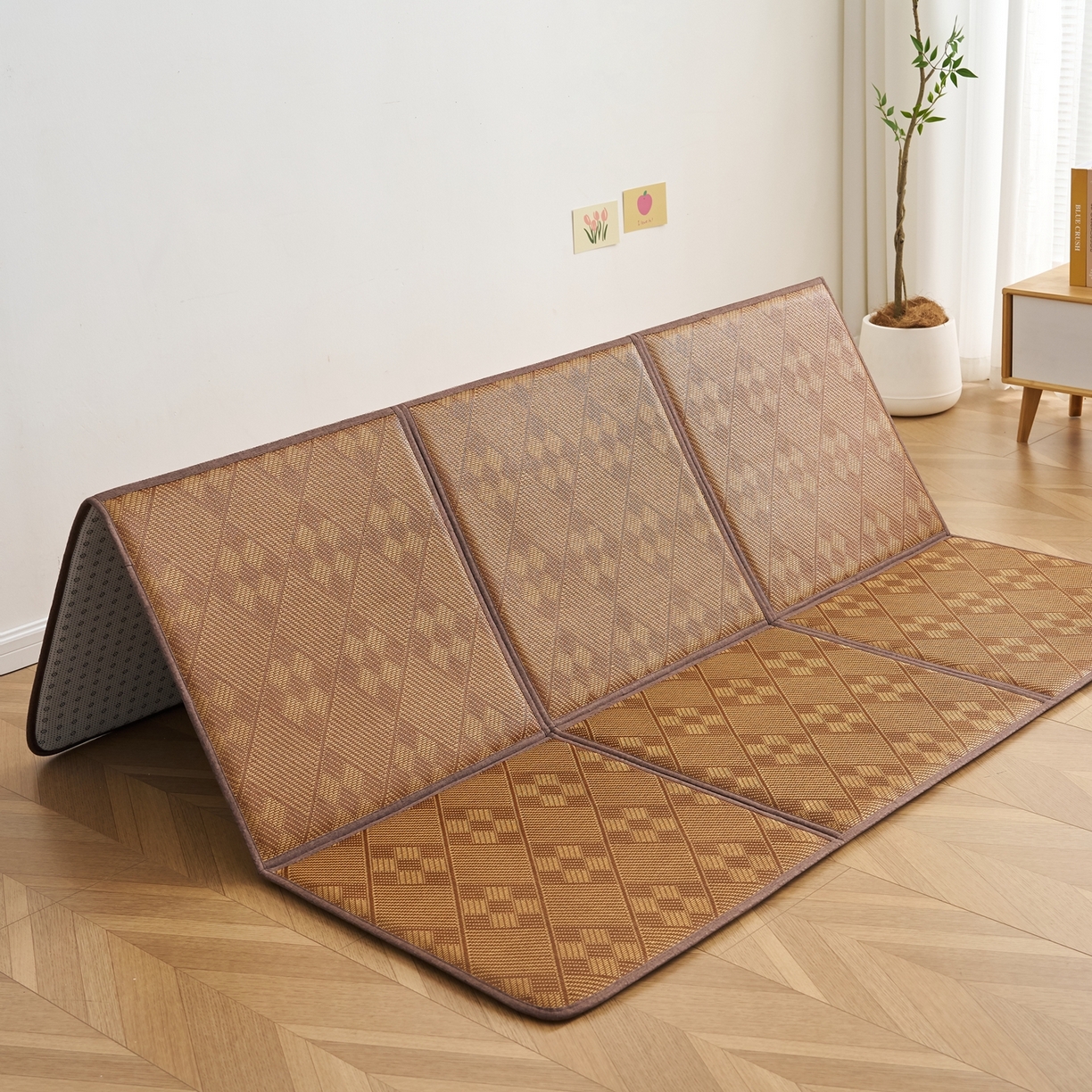 91家纺网 家纺一手货源 找家纺 鹿辉家居（原吉欧力） 2026新款多功能凉感冰藤床垫藤席地垫-九宫格 九宫格