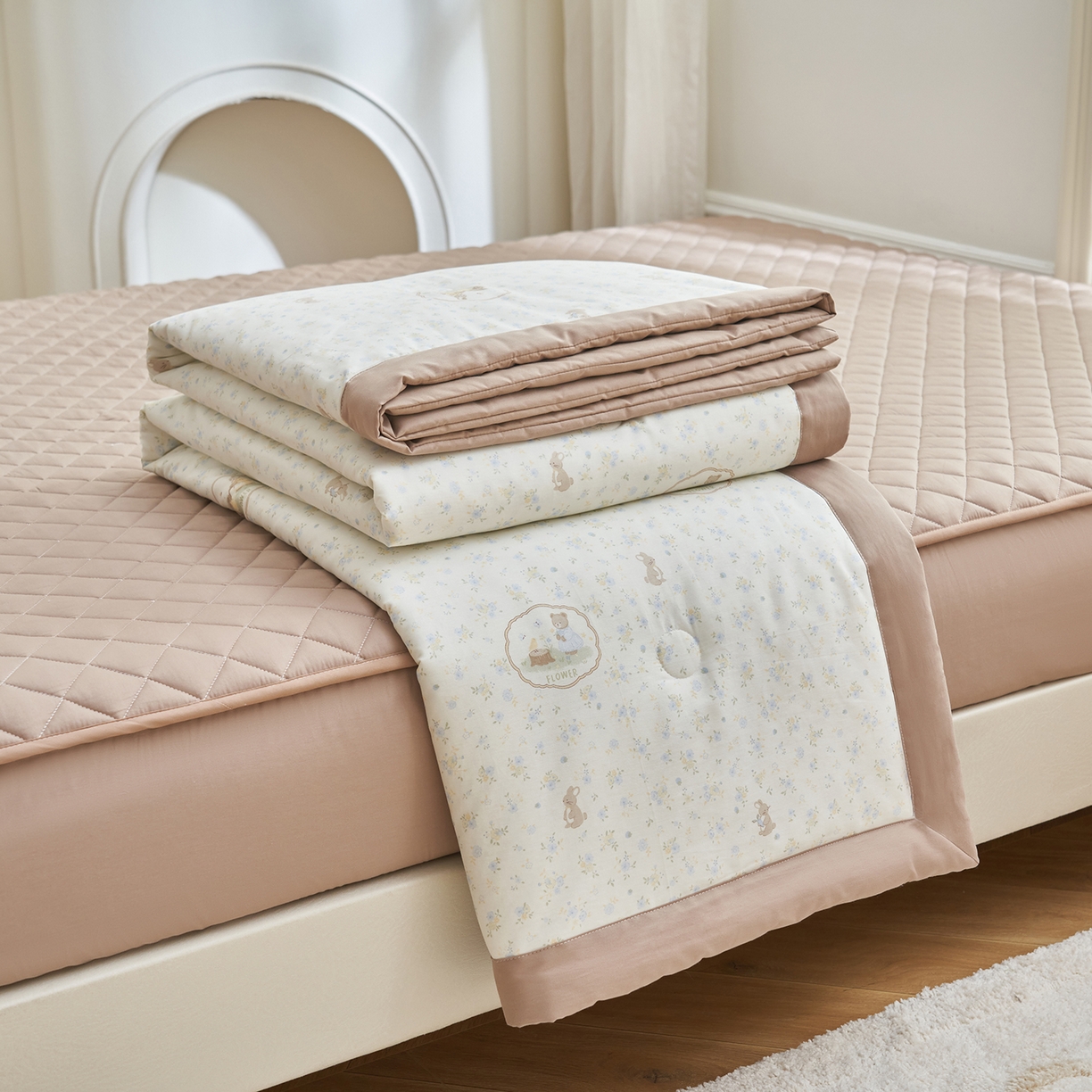 吾诺家居 吾诺 2026新款 12868全棉印花棉花夏被四件套 全棉夏被四件套新疆棉花被 - 经典系列 萌遇