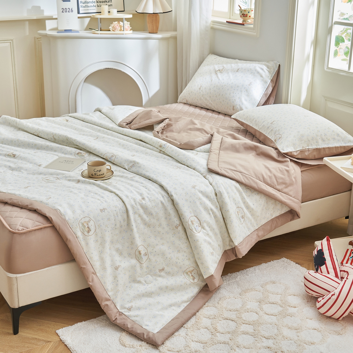 91家纺网 家纺一手货源 找家纺 吾诺家居 吾诺 2026新款 12868全棉印花棉花夏被四件套 全棉夏被四件套新疆棉花被 - 经典系列 萌遇