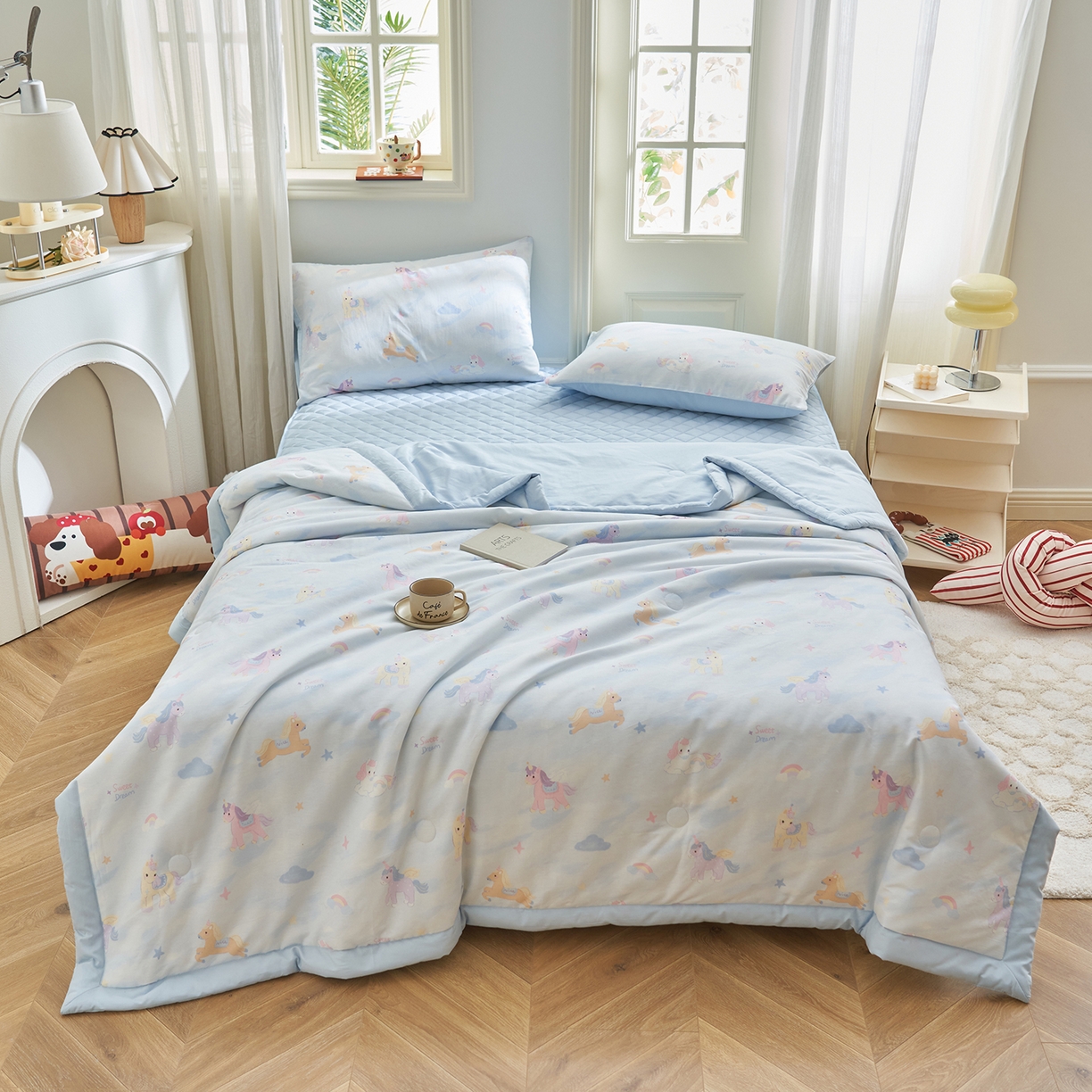 91家纺网 家纺一手货源 找家纺 吾诺家居 吾诺 2026新款 12868全棉印花棉花夏被四件套 全棉夏被四件套新疆棉花被 - 经典系列 梦幻小马