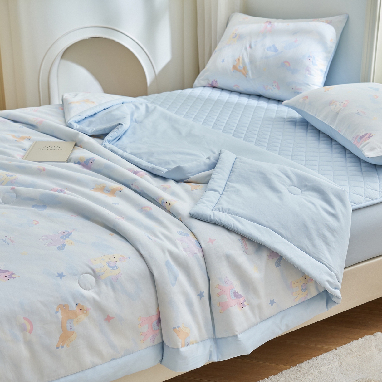 91家纺网 家纺一手货源 找家纺 吾诺家居 吾诺 2026新款 12868全棉印花棉花夏被四件套 全棉夏被四件套新疆棉花被 - 经典系列 梦幻小马